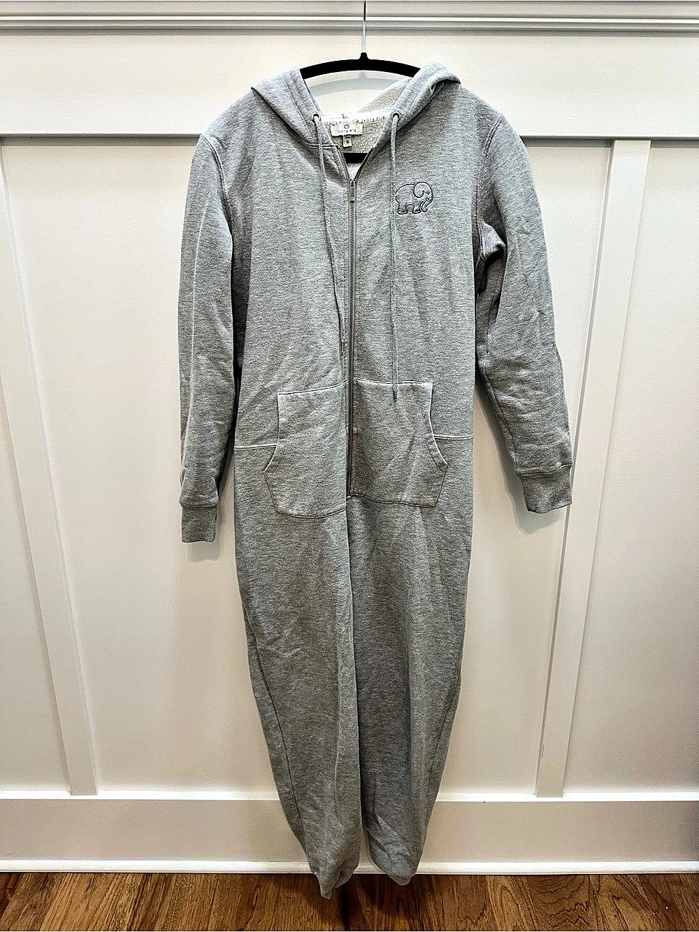 Ivory Ella Gray Hooded Onesie Size Small Elephant Ears Zip